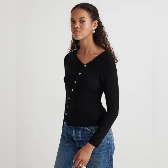 Madewell Asymmetrical Button-Front Cardigan - Picture 3 of 11